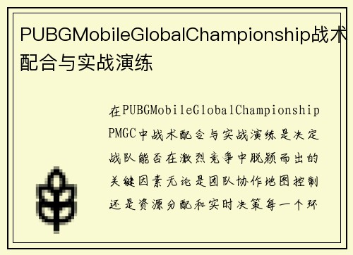 PUBGMobileGlobalChampionship战术配合与实战演练