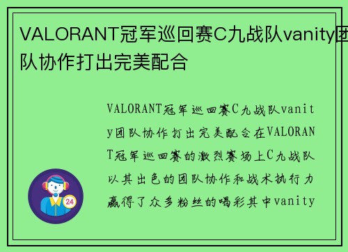 VALORANT冠军巡回赛C九战队vanity团队协作打出完美配合